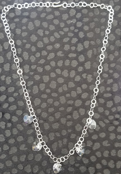 HArts On You2! Sterling with S.A. Crystal Clear Heart Set 16"-18"