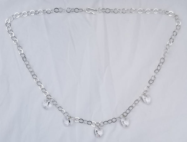 HArts On You2! Sterling with S.A. Crystal Clear Heart Set 16"-18"