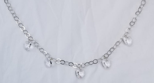 HArts On You2! Sterling with S.A. Crystal Clear Heart Set 16"-18"