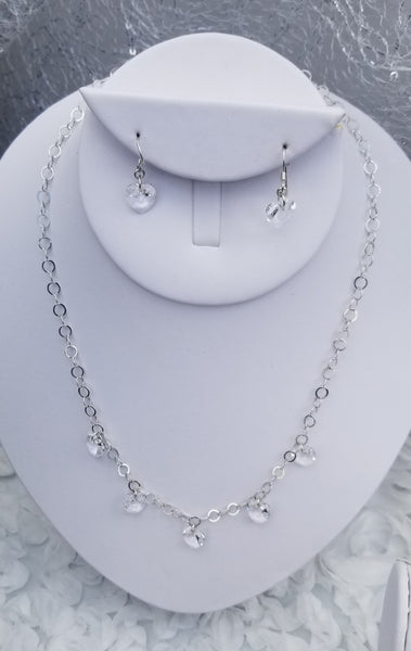 HArts On You2! Sterling with S.A. Crystal Clear Heart Set 16"-18"