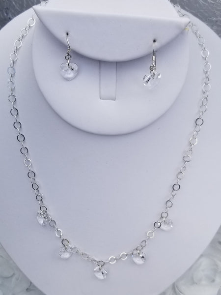 HArts On You2! Sterling with S.A. Crystal Clear Heart Set 16"-18"