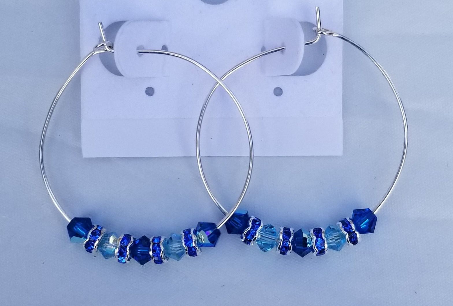 BLUE Rounds! S.A. Crystals Royal & Lt Blue Earrings