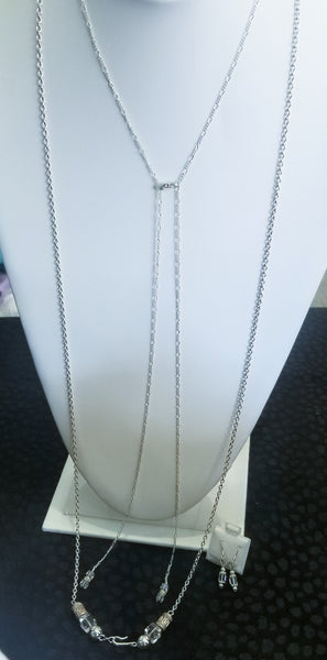 One 4You Trouble! Sterling with Clear Doubled Drops S.A. Crystal Necklace 15"-27" (see details)