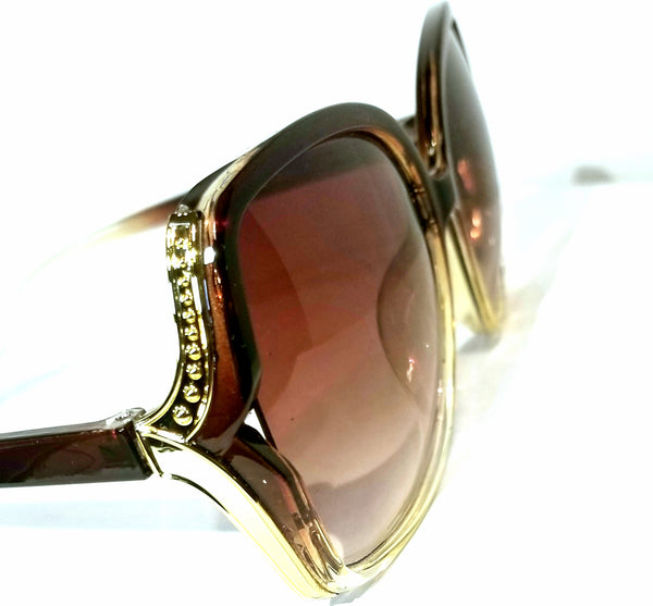 Rocky Road BROWN Ombre! Round Brown Gold Trimmed Sunglasses