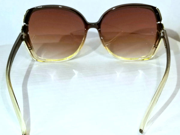 Rocky Road BROWN Ombre! Round Brown Gold Trimmed Sunglasses