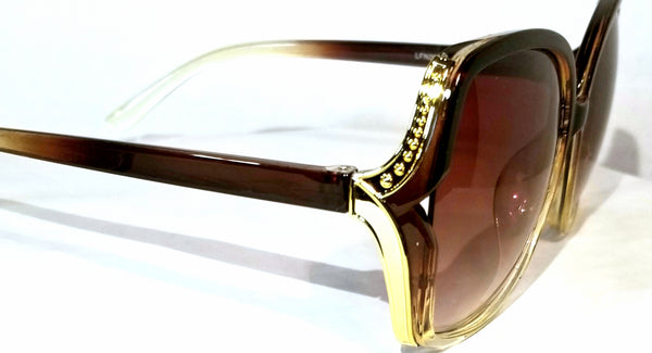 Rocky Road BROWN Ombre! Round Brown Gold Trimmed Sunglasses