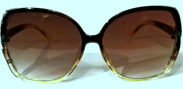 Rocky Road BROWN Ombre! Round Brown Gold Trimmed Sunglasses