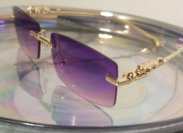 PURPLE Dragon! UNISEX! Purple Tinted Lens Rimless Sunglasses