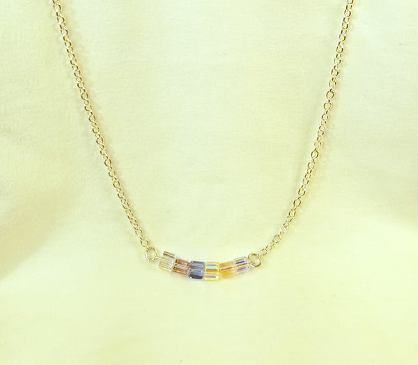 Color Blocking! Sterling with Multi-Colored S.A. Crystal Necklace 18"