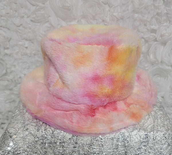 HatFab PinkBubbly! Pink & Orange Furry Bucket Hat