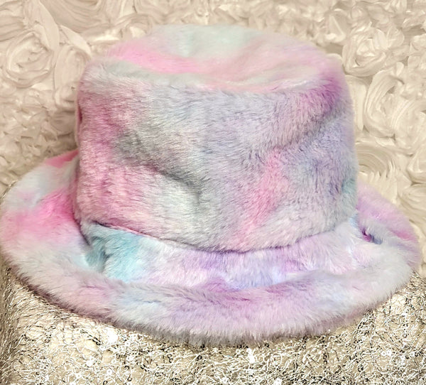 HatFab BubbleBlue! Pink & Blue Furry Bucket Hat