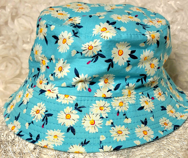 HatLicious Flowers Turquoise! Cotton Bucket Hat