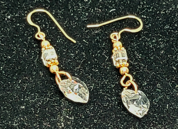 CLEAR-Hearts! 14 Karat Gold with Clear Crystal Earrings