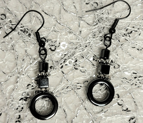 Charcoal Once! Rounded Out Grey & Silver Earrings