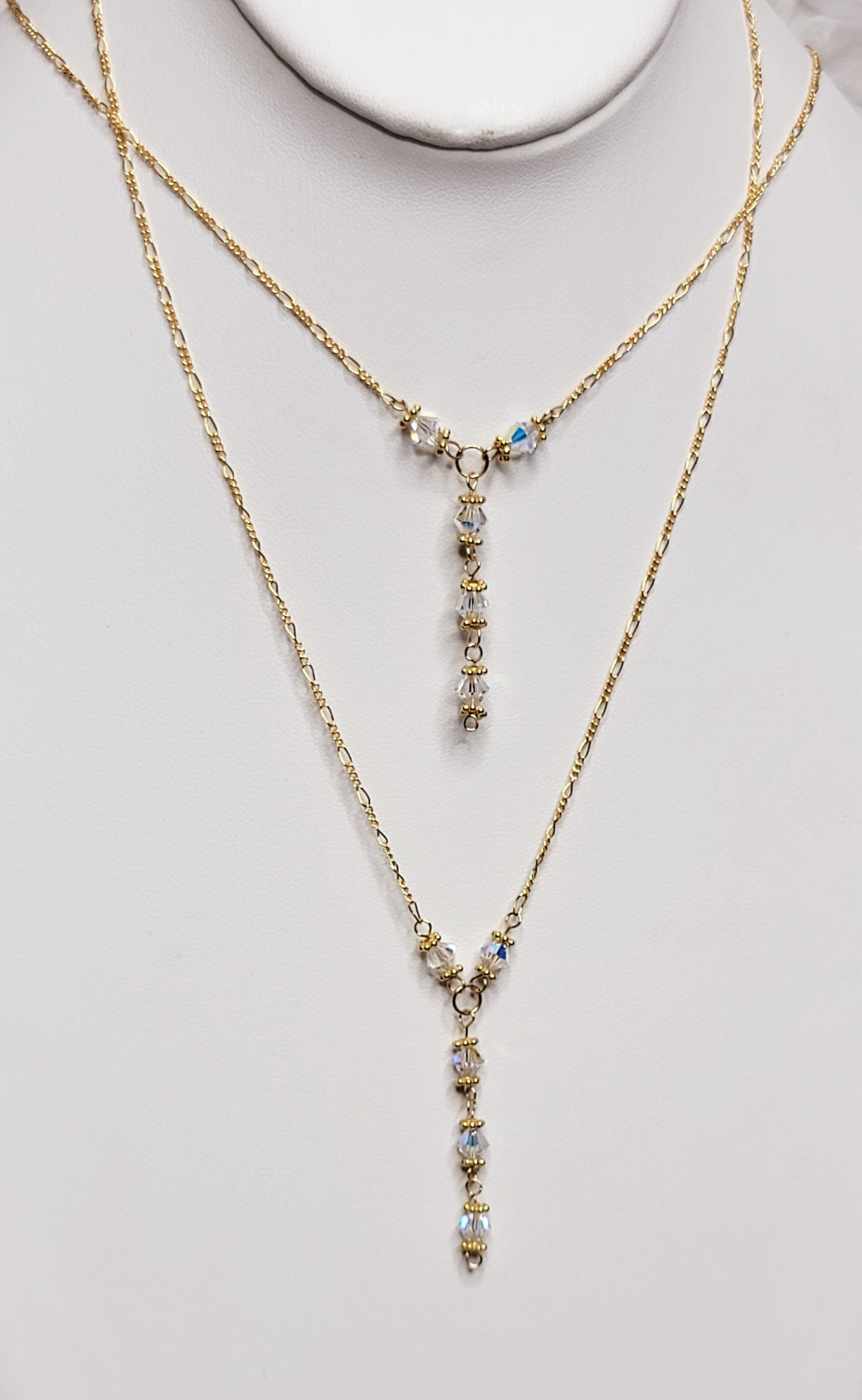 Desire! 14 KT Gold with Clear AB Single Drop S.A. Crystal Set 16"-18"