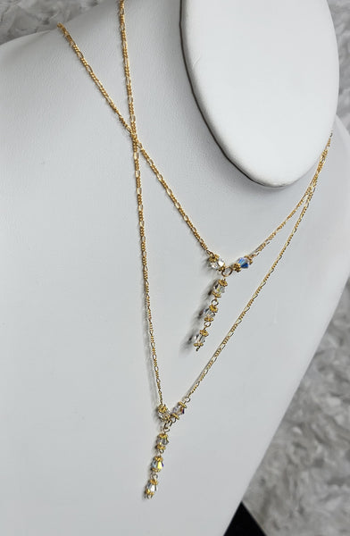 Desire! 14 KT Gold with Clear AB Single Drop S.A. Crystal Set 16"-18"