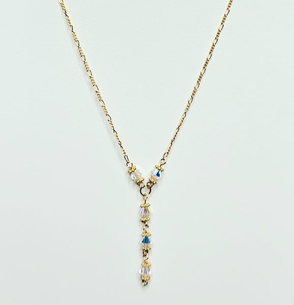 Desire! 14 KT Gold with Clear AB Single Drop S.A. Crystal Set 16"-18"