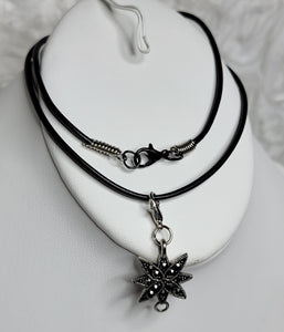 Dark Flowers! Grey Necklace & Earrings Set 17"