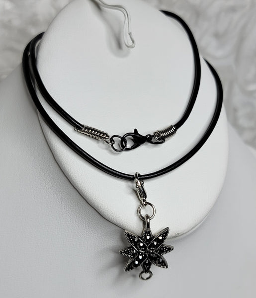 Dark Flowers! Grey Necklace & Earrings Set 17"