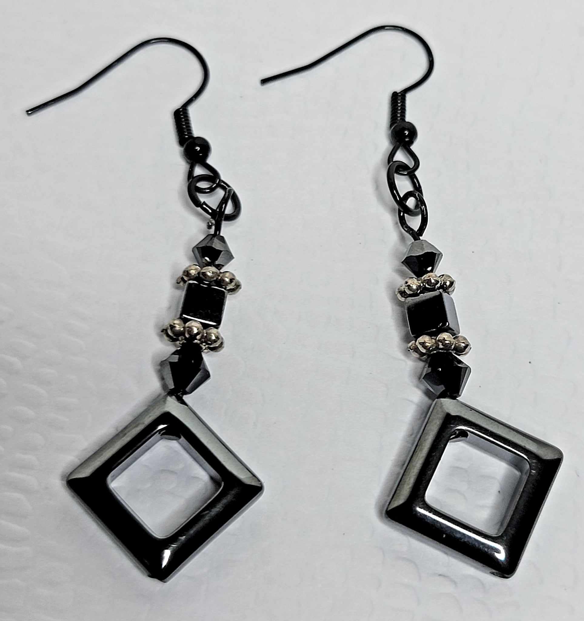 Charcoal Twice! Diamond Out Grey & Silver Earrings