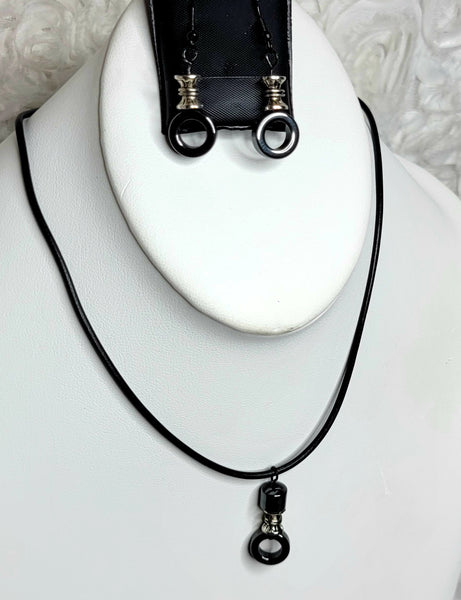 Charcoal Cool Set2! Grey & Silver Necklace Set 18"