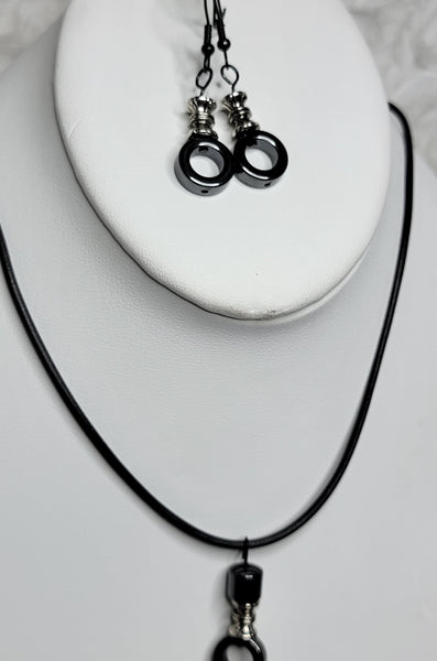 Charcoal Cool Set2! Grey & Silver Necklace Set 18"