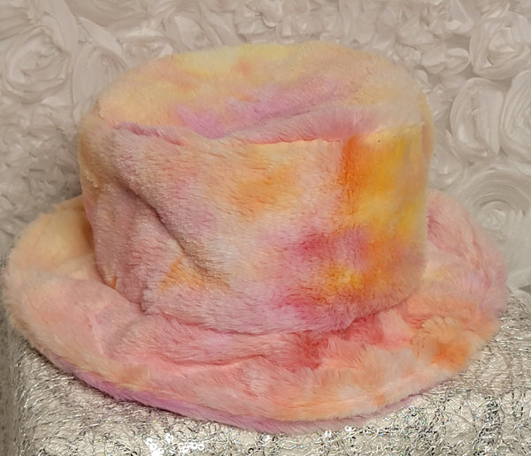 HatFab PinkBubbly! Pink & Orange Furry Bucket Hat