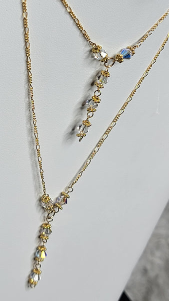 Desire! 14 KT Gold with Clear AB Single Drop S.A. Crystal Set 16"-18"