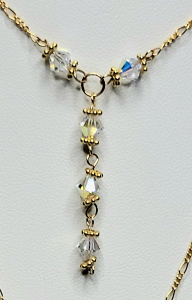 Desire! 14 KT Gold with Clear AB Single Drop S.A. Crystal Set 16"-18"