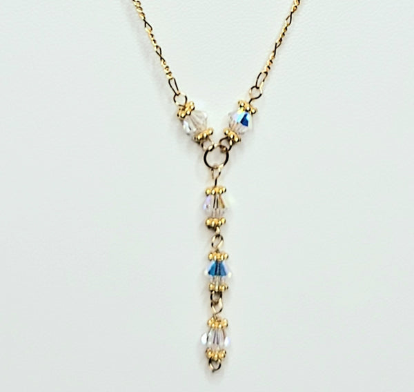 Desire! 14 KT Gold with Clear AB Single Drop S.A. Crystal Set 16"-18"