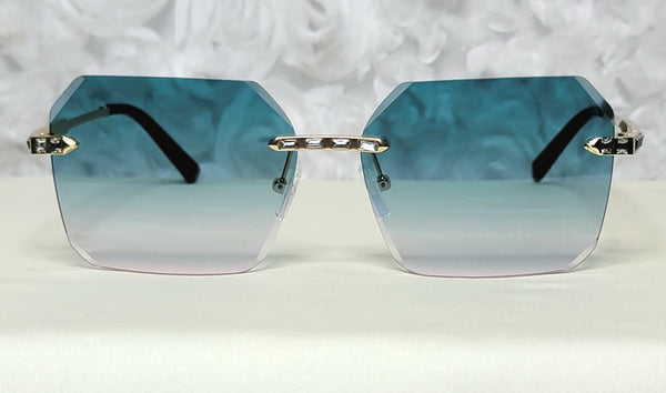 TURQUOISE Drama! Stunning Rimless Sunglasses