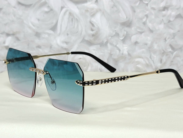 TURQUOISE Drama! Stunning Rimless Sunglasses