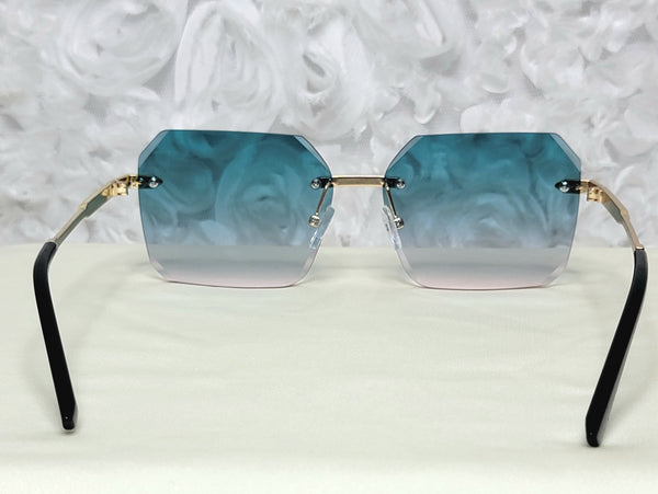 TURQUOISE Drama! Stunning Rimless Sunglasses