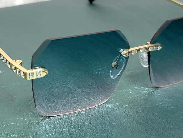 TURQUOISE Drama! Stunning Rimless Sunglasses