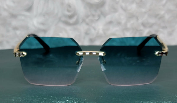 TURQUOISE Drama! Stunning Rimless Sunglasses