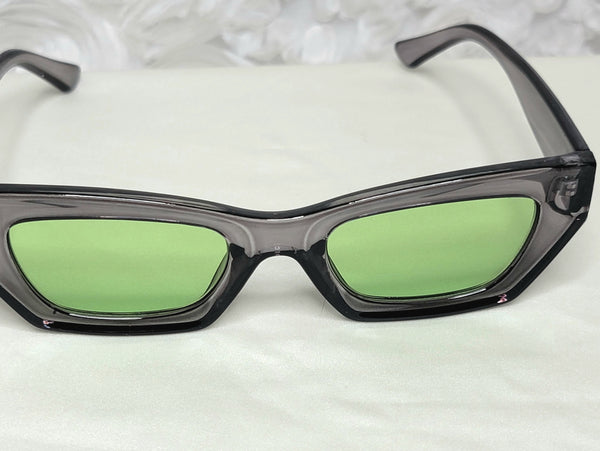 CatWonderful GREY! Green Cat Eye Frame Sunglasses