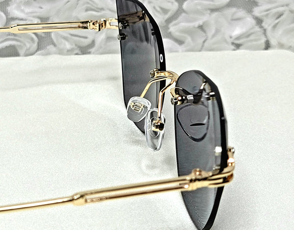 KittieApple BLACK! RimFree Black & Gold Sunglasses