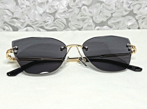 KittieApple BLACK! RimFree Black & Gold Sunglasses