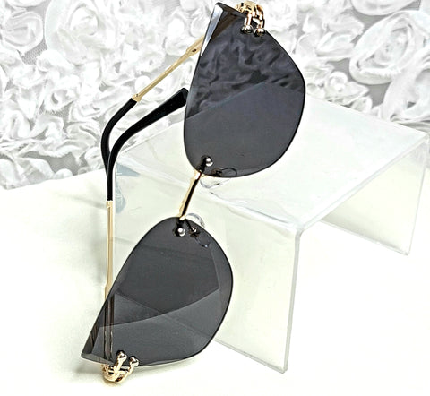 KittieApple BLACK! RimFree Black & Gold Sunglasses