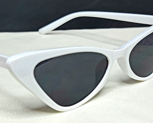 CatSick WHITE! Black Lens Cat Eye Frame Sunglasses