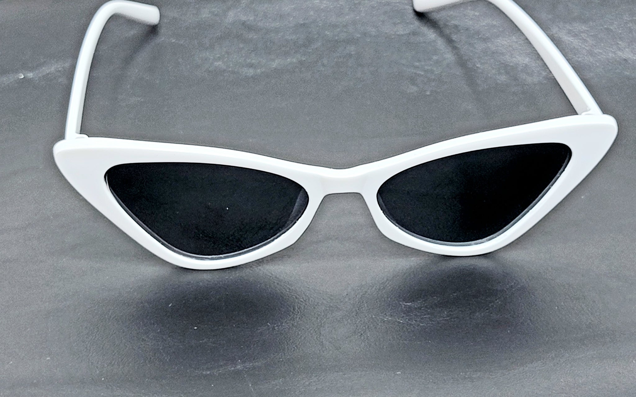 CatSick WHITE! Black Lens Cat Eye Frame Sunglasses