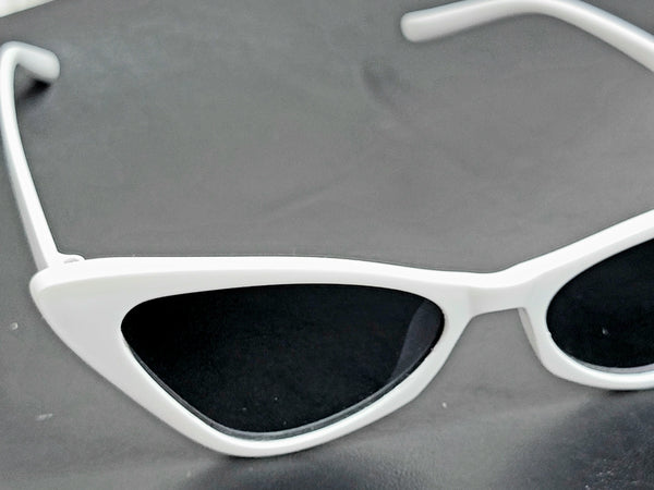 CatSick WHITE! Black Lens Cat Eye Frame Sunglasses