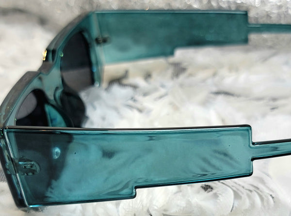 TEAL Rebellion! Rectangle Frame Unique Sunglasses