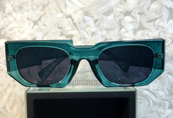 TEAL Rebellion! Rectangle Frame Unique Sunglasses