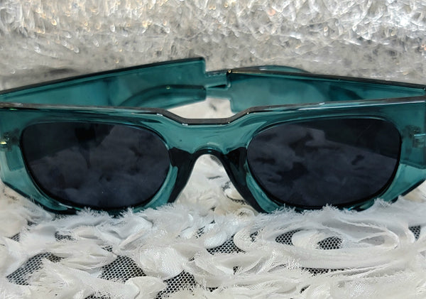 TEAL Rebellion! Rectangle Frame Unique Sunglasses