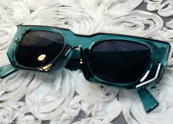 TEAL Rebellion! Rectangle Frame Unique Sunglasses