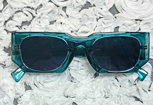 TEAL Rebellion! Rectangle Frame Unique Sunglasses