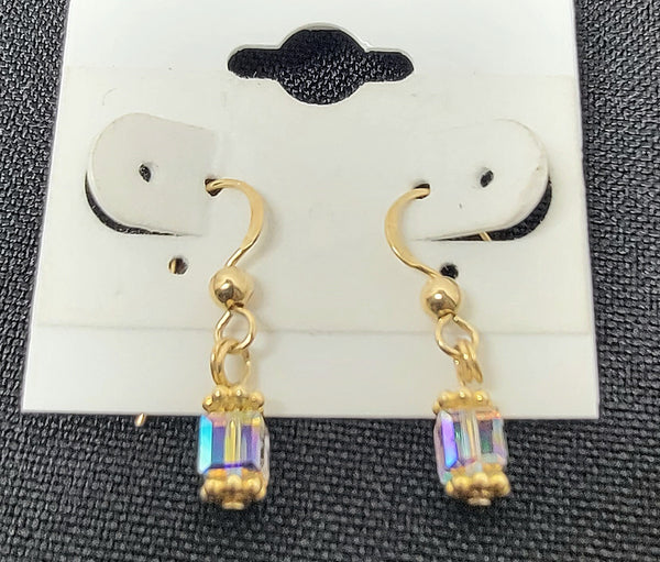 Boxed Clear! 14 KTGF w/ S.A. Crystal Clear Earrings