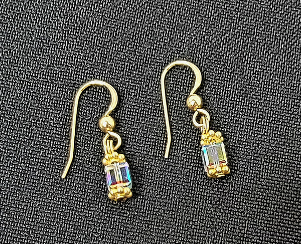 Boxed Clear! 14 KTGF w/ S.A. Crystal Clear Earrings