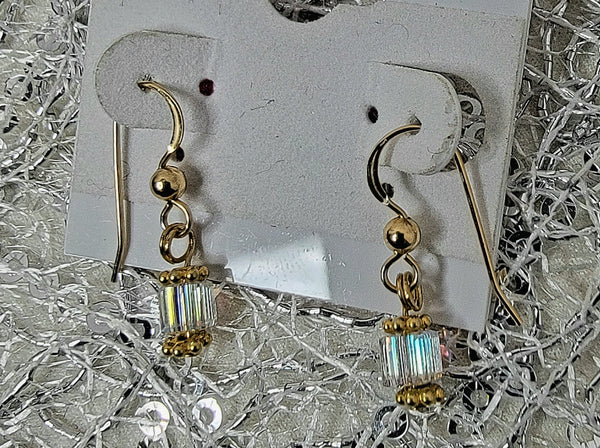 Boxed Clear! 14 KTGF w/ S.A. Crystal Clear Earrings